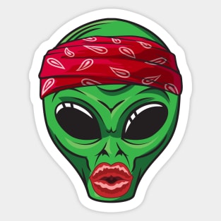 Alien with lip filler Botox Funny alien Sticker